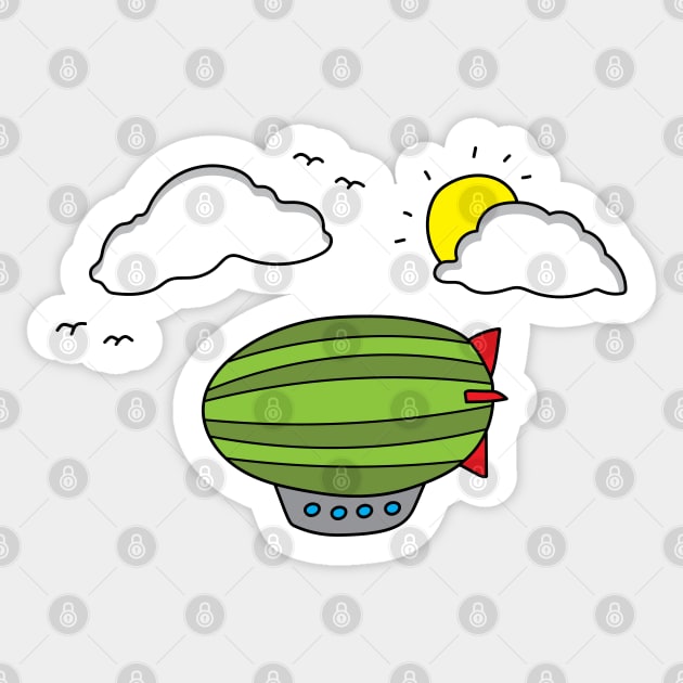 funny green zeppelin flying in the sky Sticker by wordspotrayal